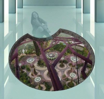 Сингапур, супердеревья Макет 3D картины "Сингапур, супердеревья" для печати наклейки на пол