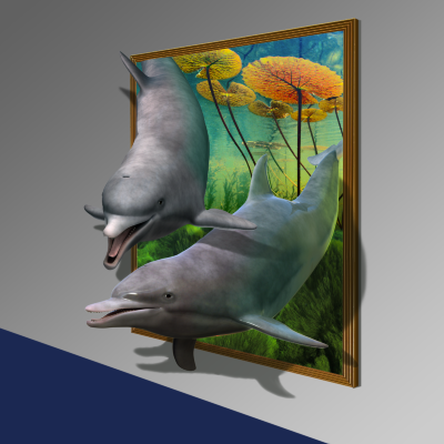 3D картина на стену дельфины 3Д иллюзия на стену дельфины 