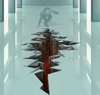 Разлом в полу иллюзия Макет 3D картины "Разлом в полу" для печати наклейки на пол