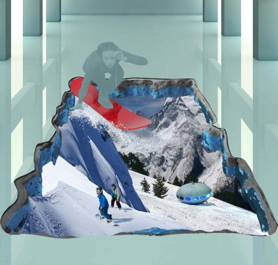 Горы. Домбай. Сноуборд Макет 3D картины "Горы.Домбай.Сноуборд" для печати наклейки на пол