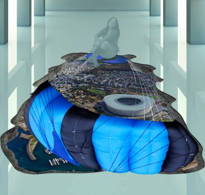 ЮАР, Кейптаун на парашюте Макет 3D картины "ЮАР, Кейптаун на парашюте" для печати наклейки на пол