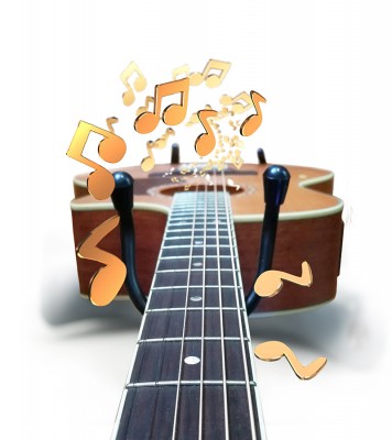 Прогулка по грифу гитары Макет 3D картины "Прогулка по грифу гитары" для печати баннера на пол и стену