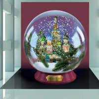 Иллюзия снежный шар Москва (3Д пресс вол на Новый год)